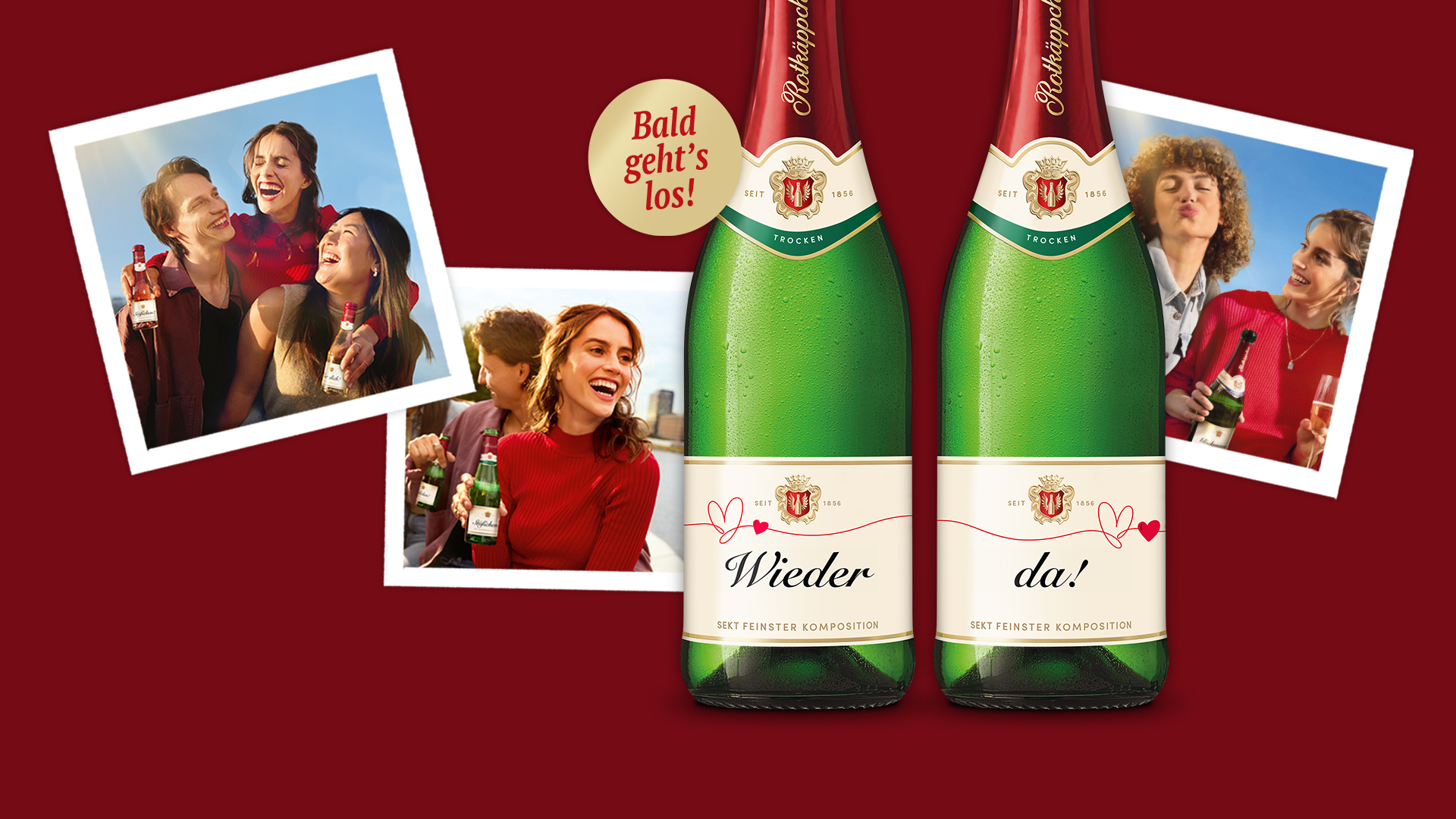 Kampagnenbild mit fröhlichen Leuten: Sag es mit Rotkäppchen